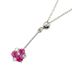 Pt850 プラチナ ルビー ダイヤ0.06ct ペンダント ネックレス レディース 【中古】