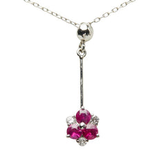 Pt850 プラチナ ルビー ダイヤ0.06ct ペンダント ネックレス レディース 【中古】