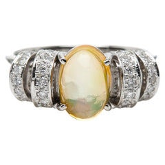 Pt900 プラチナ ウオーターオパール1.68ct ダイヤ0.32ct リング 指輪 レディース 13号 【中古】