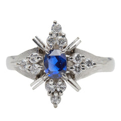 Pt900 プラチナ サファイア0.55ct ダイヤ0.29ct スターモチーフ リング 指輪 レディース 16号 【中古】