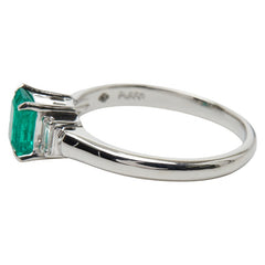 Pt850 プラチナ エメラルド0.60ct ダイヤ0.14ct リング 指輪 レディース 12号 【中古】