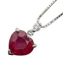 Pt900 プラチナ Pt850 プラチナ ルビー3.33ct ダイヤ0.12ct ペンダント ネックレス レディース 【中古】