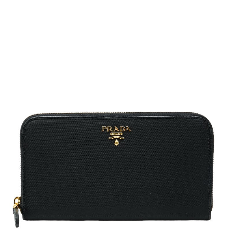 プラダ ラウンドファスナー 長財布 1M0506 ブラック ナイロン レディース PRADA 中古