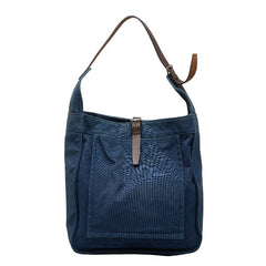 エルメス マルワリGM 肩掛け ショルダーバッグ ブルー ブラウン キャンバス レザー レディース HERMES 【中古】