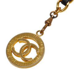 シャネル ココマーク 1984 ヴィンテージ チェーンベルト ゴールド ブラック メッキ レザー レディース CHANEL 【中古】