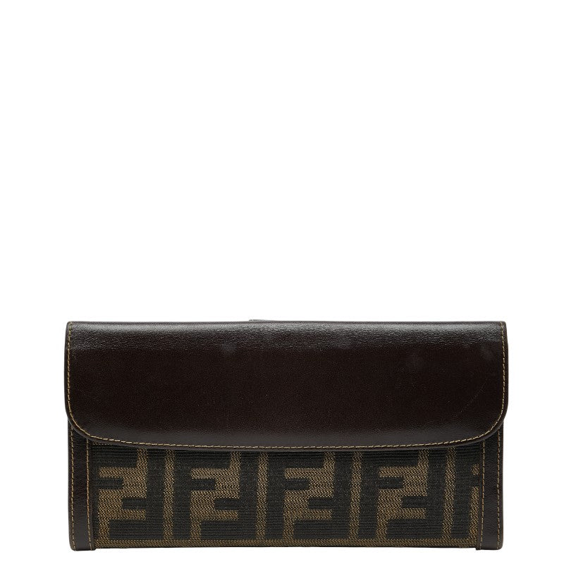 フェンディ ズッカ 長財布 2804 01339 088 ブラウン キャンバス レザー レディース FENDI 【中古】