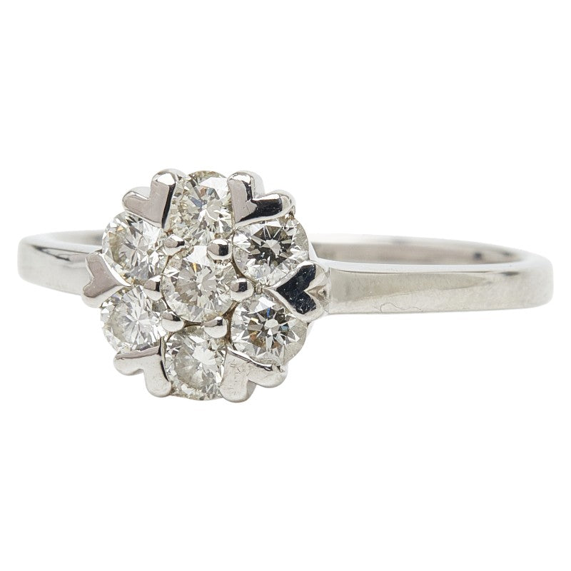 Pt900 プラチナ ダイヤ0.50ct フラワーモチーフ リング 指輪 レディース 11.5号 【中古】