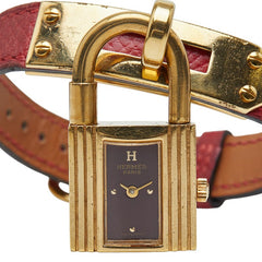 エルメス ケリーウォッチ 腕時計 KE1.201 クオーツ レッド文字盤 ステンレススチール レザー レディース HERMES 【中古】