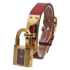 エルメス ケリーウォッチ 腕時計 KE1.201 クオーツ レッド文字盤 ステンレススチール レザー レディース HERMES 【中古】