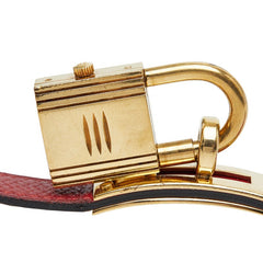エルメス ケリーウォッチ 腕時計 KE1.201 クオーツ レッド文字盤 ステンレススチール レザー レディース HERMES 【中古】