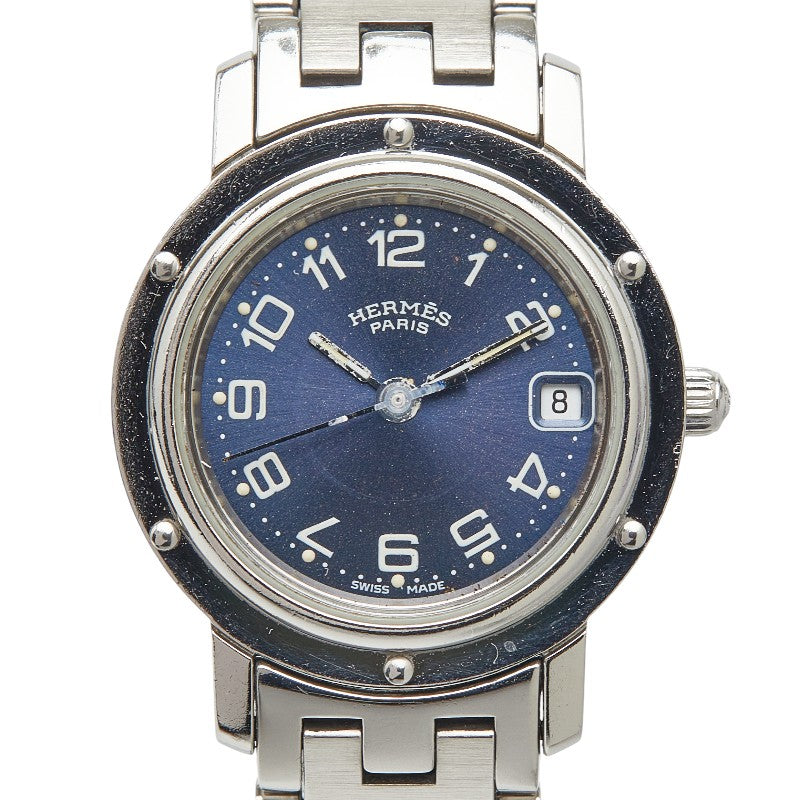 エルメス クリッパー 腕時計 CL4.210 クオーツ ネイビー文字盤 ステンレススチール レディース HERMES 【中古】