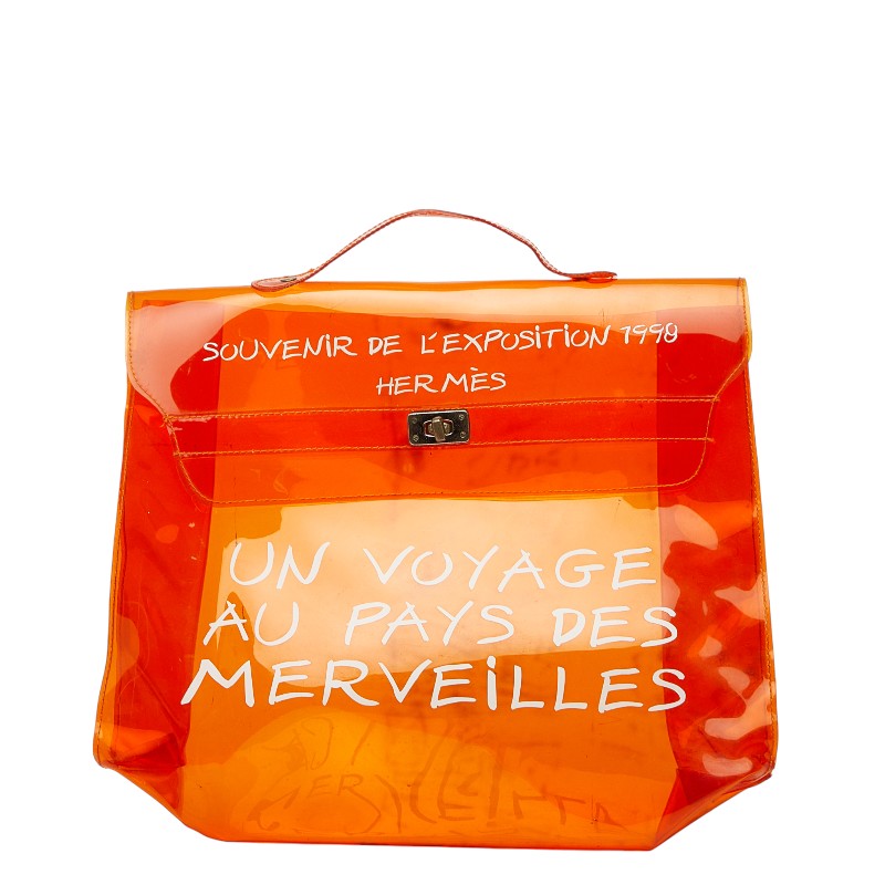 エルメス ビニールケリー 不思議の国 エルメスへの旅展 ハンドバッグ オレンジ ビニール レディース HERMES 【中古】