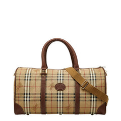 バーバリー ノバチェック シャドーホース ボストンバッグ ショルダーバッグ ベージュ PVC レザー レディース BURBERRY 【中古】