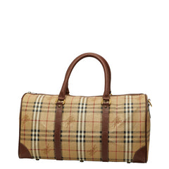 バーバリー ノバチェック シャドーホース ボストンバッグ ショルダーバッグ ベージュ PVC レザー レディース BURBERRY 【中古】