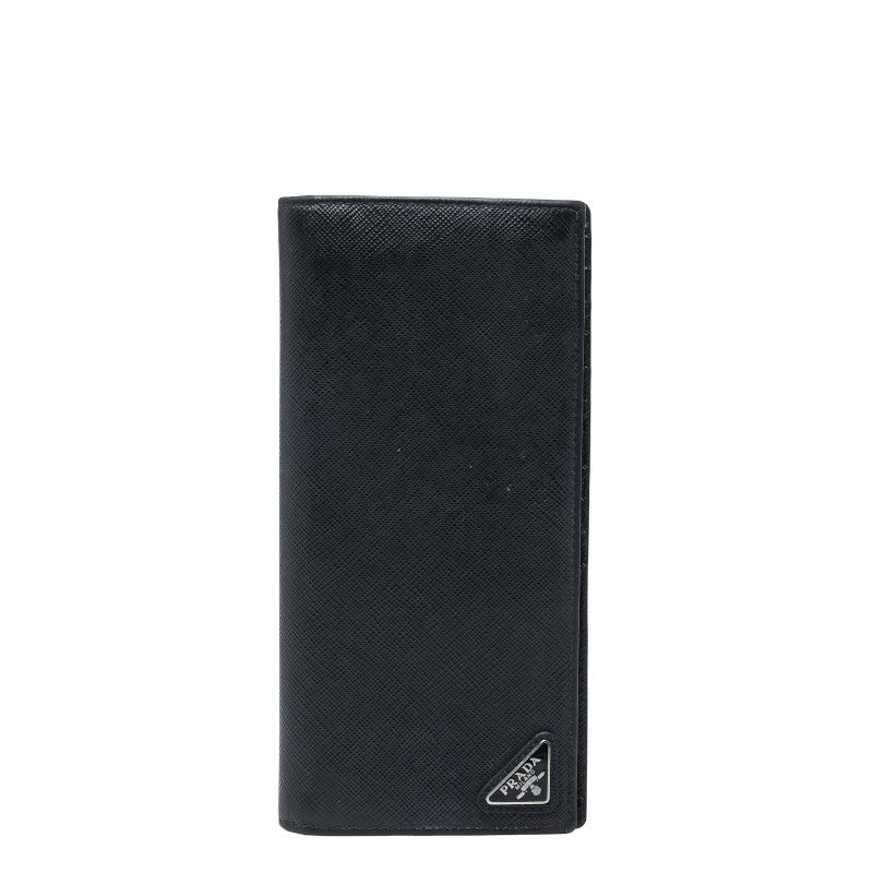 プラダ 三角ロゴプレート 長財布 ブラック サフィアーノレザー メンズ PRADA 【中古】