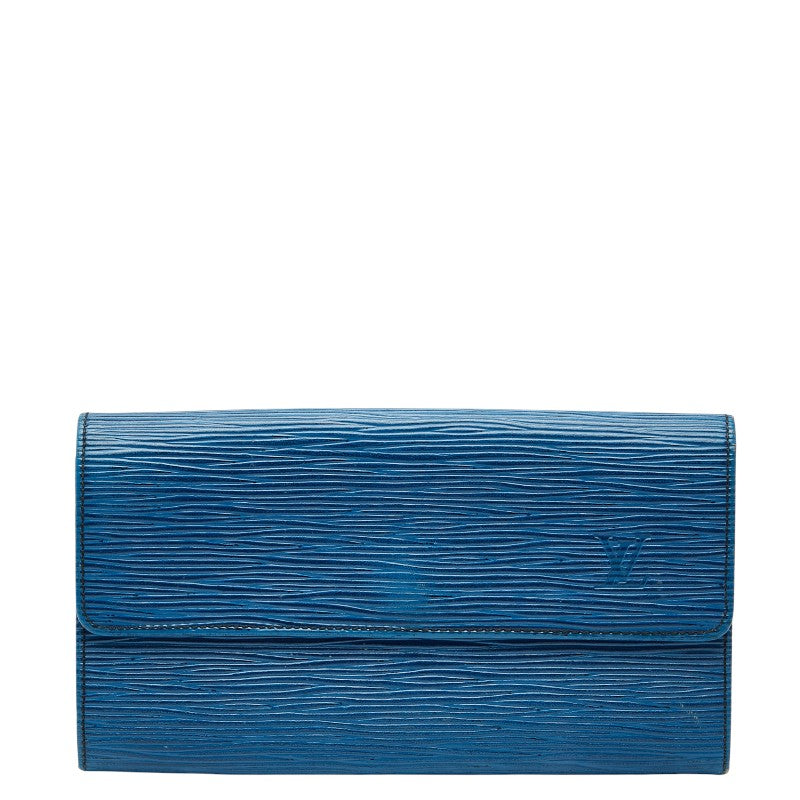 ルイ ヴィトン エピ ポシェット ポルト モネ クレディ 長財布 M63575 トレドブルー レザー レディース LOUIS VUITTON 【中古】