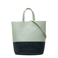 セリーヌ バーティカルカバ ショルダーバッグ トートバッグ 2WAY ネイビー グリーン レザー レディース CELINE 【中古】