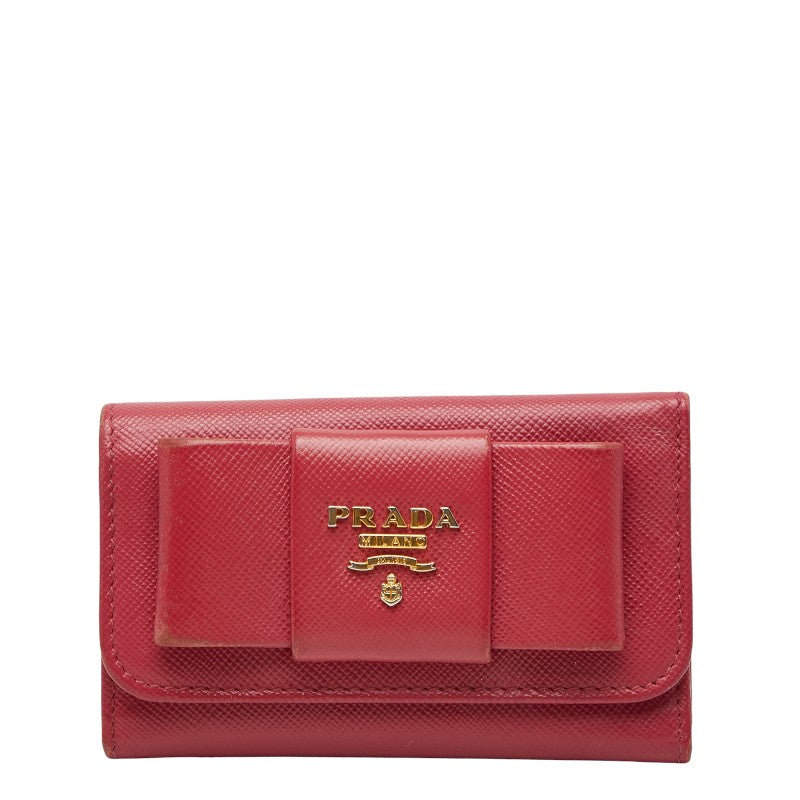 プラダ 6連 リボン キーケース 1M0222 ブラック サフィアーノレザー レディース PRADA 中古