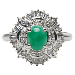 Pt900 プラチナ ヒスイ1.48ct ダイヤ0.66ct 翡翠 リング 指輪 レディース 16号 【中古】