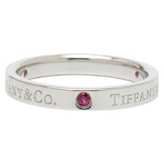 ティファニー フラットバンド 3Pルビー リング 指輪 Pt950 プラチナ レディース TIFFANY&Co. 【中古】
