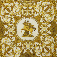 エルメス カレ90 LES TUILERIES チュイルリー公園 スカーフ イエロー アイボリー シルク レディース HERMES 【中古】