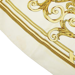 エルメス カレ90 LES TUILERIES チュイルリー公園 スカーフ イエロー アイボリー シルク レディース HERMES 【中古】