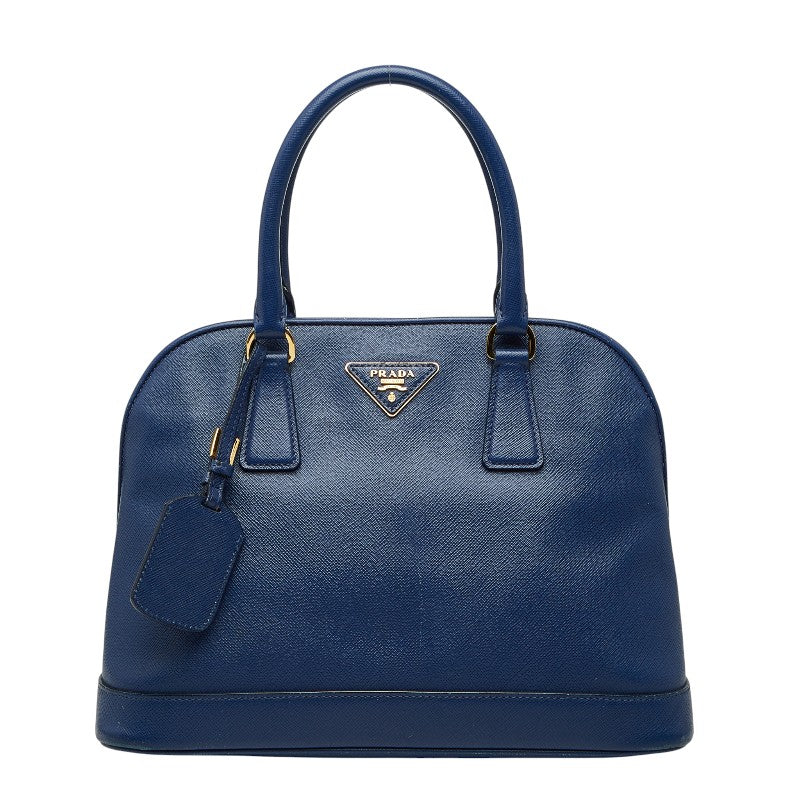 プラダ 三角ロゴプレート ハンドバッグ ブルー サフィアーノレザー レディース PRADA 【中古】