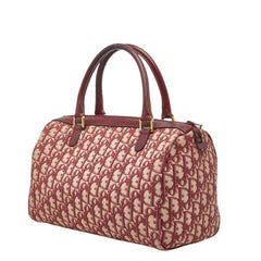 ディオール トロッター ミニボストンバッグ ハンドバッグ レッド キャンバス レザー レディース Dior 【中古】