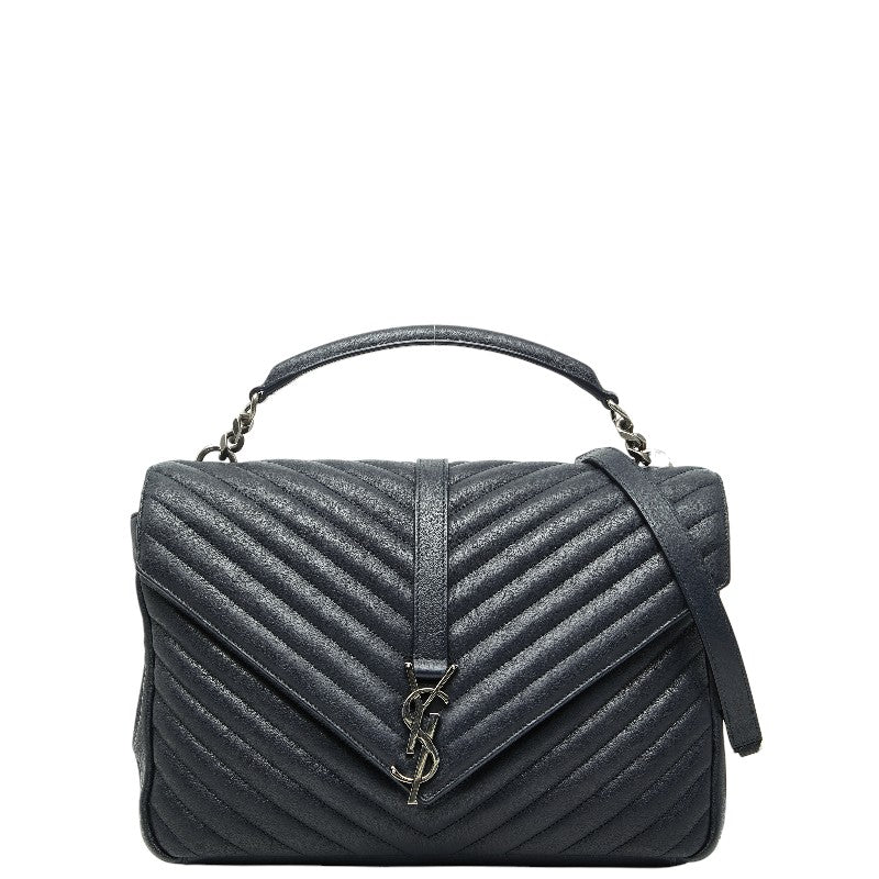 サンローラン クラシック モノグラム チェーン ショルダーバッグ ハンドバッグ 2WAY 392738 ブラック レザー レディース SAINT LAURENT 【中古】