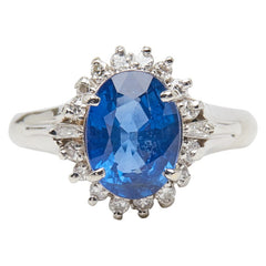 Pt900 プラチナ サファイア3.25ct ダイヤ0.25ct リング 指輪 レディース 10号 【中古】