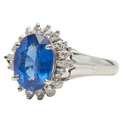Pt900 プラチナ サファイア3.25ct ダイヤ0.25ct リング 指輪 レディース 10号 【中古】