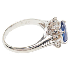 Pt900 プラチナ サファイア3.25ct ダイヤ0.25ct リング 指輪 レディース 10号 【中古】