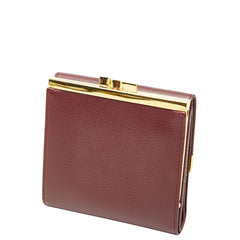 カルティエ マストライン 三つ折り財布 ワインレッド ボルドー レザー レディース CARTIER 【中古】