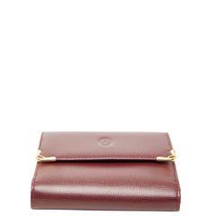 カルティエ マストライン 三つ折り財布 ワインレッド ボルドー レザー レディース CARTIER 【中古】