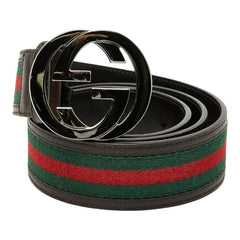 グッチ インターロッキングG シェリーライン ベルト サイズ：90/36 ブラウン マルチカラー レザー キャンバス レディース GUCCI 【中古】