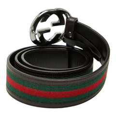 グッチ インターロッキングG シェリーライン ベルト サイズ：90/36 ブラウン マルチカラー レザー キャンバス レディース GUCCI 【中古】