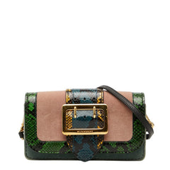 バーバリー パッチワークバック ショルダーバッグ グリーン ピンク ブルー レザー スウェード レディース BURBERRY 【中古】