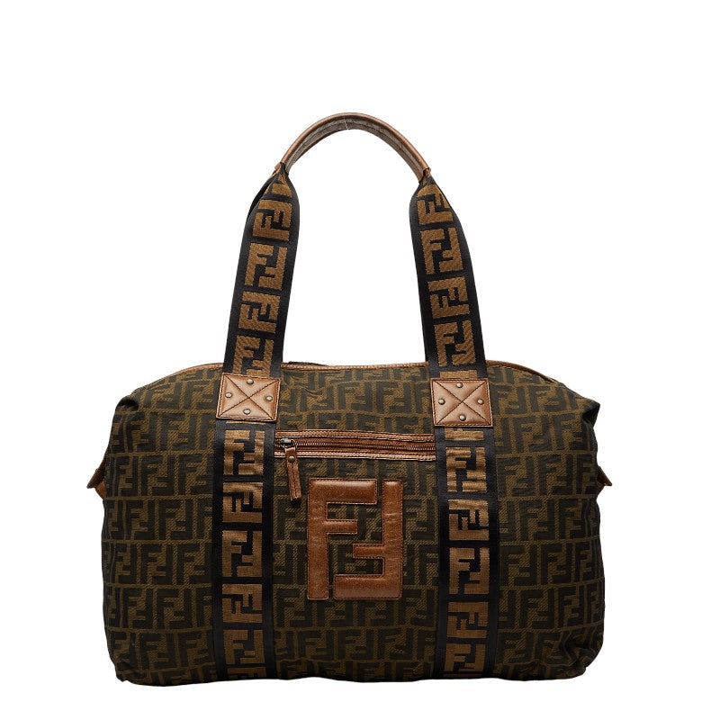フェンディ ズッカ ショルダーバッグ トートバッグ ボストンバッグ 7VS071 ブラウン キャンバス レザー レディース FENDI 【中古】