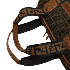 フェンディ ズッカ ショルダーバッグ トートバッグ ボストンバッグ 7VS071 ブラウン キャンバス レザー レディース FENDI 【中古】