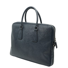 プラダ ビジネスバッグ ブリーフケース ショルダーバッグ 2WAY ネイビー ブルー サフィアーノレザー メンズ PRADA 【中古】