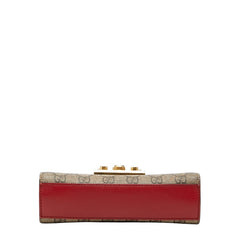 グッチ GGスプリーム 斜め掛け チェーン ショルダーバッグ 409487 ベージュ レッド ピンク PVC レザー レディース GUCCI 【中古】
