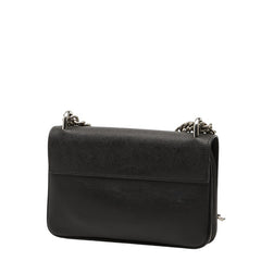 プラダ ロゴ 斜め掛け チェーン ショルダーバッグ 1BD144 ブラック サフィアーノレザー レディース PRADA 【中古】
