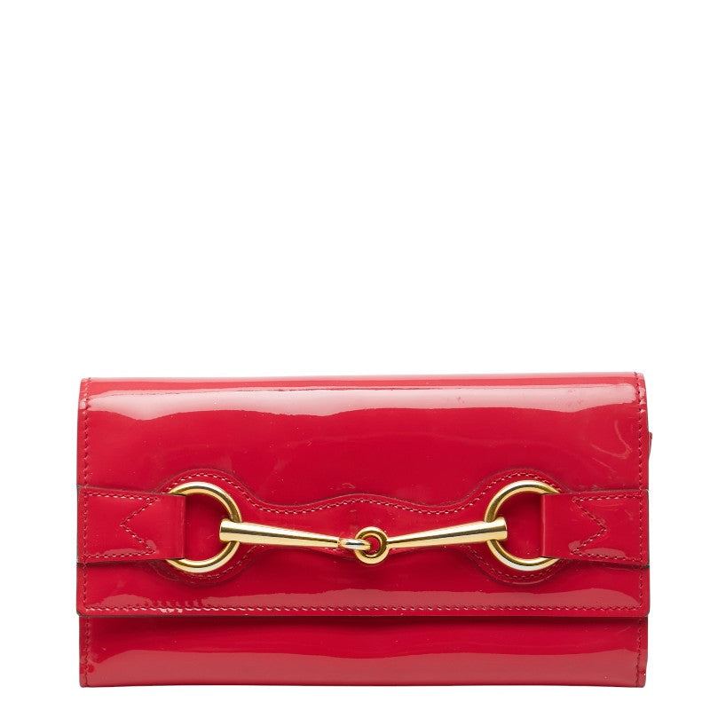 グッチ ホースビット 長財布 317734 ピンク パテントレザー レディース GUCCI 【中古】