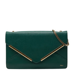 クロエ チェーン ショルダーバッグ グリーン ゴールド レザー レディース Chloe 【中古】
