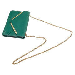 クロエ チェーン ショルダーバッグ グリーン ゴールド レザー レディース Chloe 【中古】