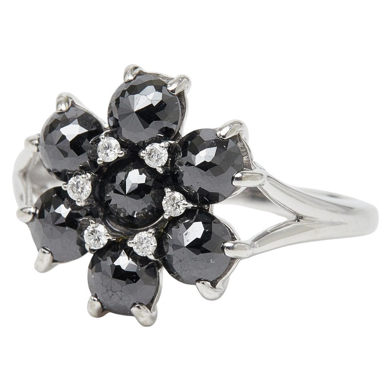 K18WG ホワイトゴールド ダイヤ2.50ct フラワーモチーフ リング 指輪 レディース 13号 【中古】