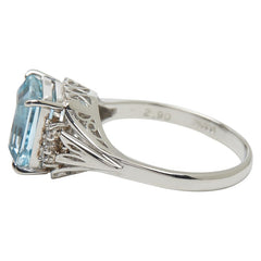 Pt900 プラチナ アクアマリン2.90ct ダイヤ0.08ct リング 指輪 レディース 15号 【中古】