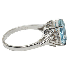 Pt900 プラチナ アクアマリン2.90ct ダイヤ0.08ct リング 指輪 レディース 15号 【中古】