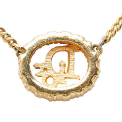 ディオール ロゴ ラインストーン ネックレス ゴールド メッキ レディース Dior 【中古】