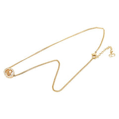 ディオール ロゴ ラインストーン ネックレス ゴールド メッキ レディース Dior 【中古】